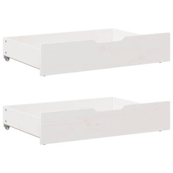 vidaXL Bedlades 2 st 80x55x16 cm massief grenenhout wit