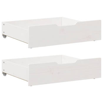 vidaXL Bedlades 2 st 75x55x16 cm massief grenenhout wit