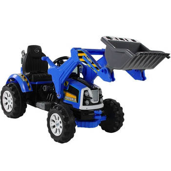 Elektrische ride-on kinder tractor met voorlader - Accu tractor voor kinderen tot 30kg max 3-6 km/h Blauw - bulldozer