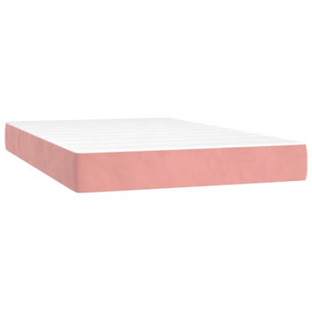 vidaXL Pocketveringmatras 120x220x20 cm fluweel roze