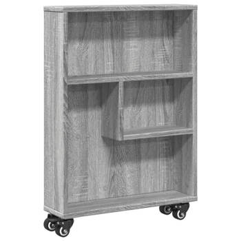 vidaXL Opbergtrolley smal 48x13x68 cm bewerkt hout grijs sonoma eiken