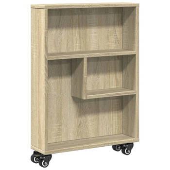 vidaXL Opbergtrolley smal 48x13x68 cm bewerkt hout sonoma eikenkleurig