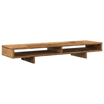 vidaXL Monitorstandaard 100x27x15 cm bewerkt hout oud houtkleurig