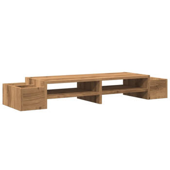 vidaXL Monitorstandaard opbergruimte 100x27x15 cm hout artisanaal eik