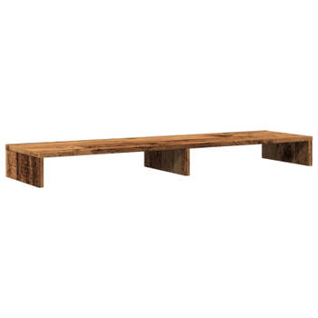 vidaXL Monitorstandaard 100x27x10 cm bewerkt hout oud houtkleurig