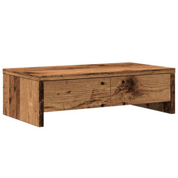 vidaXL Monitorstandaard met lades 50x27x15 cm bewerkt hout oud hout