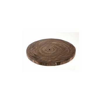 HBX Natural Living Kaarsenbord/decoratie dienblad - houten boomschijf - D45 x H3 cm - Kaarsenplateaus