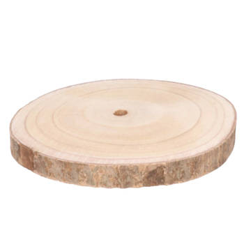 HBX Natural Living Kaarsenbord/decoratie dienblad - houten boomschijf - D26 x H3 cm - Kaarsenplateaus