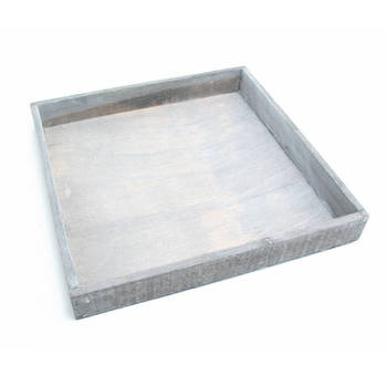 HBX Grey Living Dienblad/kaarsenbord - hout - L30 x B30- vierkant - grijs - Kaarsenplateaus