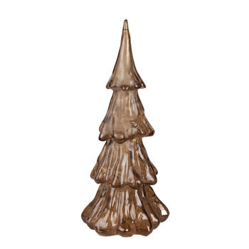 Clayre & Eef Kerstdecoratie met LED-verlichting Kerstboom Ø 14x33 cm Goudkleurig Bruin Kunststof Bruin