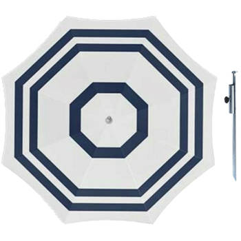 Parasol - Wit/blauw - D180 cm - incl. draagtas - parasolharing - 49 cm - Parasols