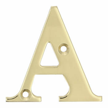 AMIG Huisnummer/letter A - massief messing - 5cm - incl. bijpassende schroeven - gepolijst - goudkleur - Huisnummers