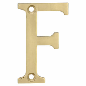 AMIG Huisnummer/letter F - massief messing - 5cm - incl. bijpassende schroeven - gepolijst - goudkleur - Huisnummers