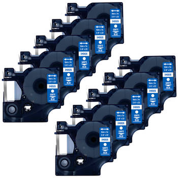 DULA label tape - Compatible met Dymo D1 40926 - 10 stuks - Wit op blauw - 9mm x 7m