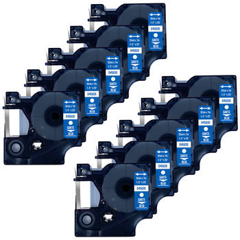 DULA Dymo D1 45026 Compatible label tape - 10 lettertapes - Wit op blauw - 12mm x 7m