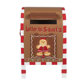 Clayre & Eef Brievenbus 22x18x34 cm Bruin IJzer LETTER TO SANTA Kerstdecoratie Bruin Kerstdecoratie