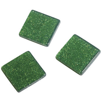 205x stuks acryl glitter mozaiek steentjes groen 1 x 1 cm - Mozaiektegel