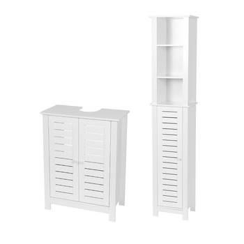 Set Badkamermeubel Santorini Wastafelonderkast + Kolomkast MDF wit