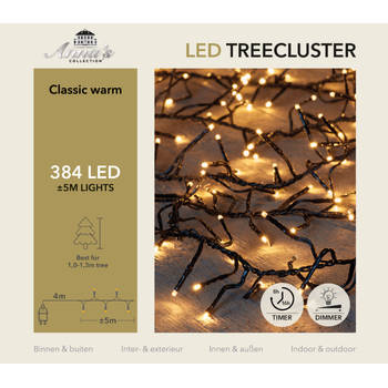 Anna's Collection - 1-1,3 meter treecluster 5 meter / 384 LED classic warm met timer