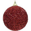 1x Kerstballen kerst rode glitters 8 cm met kralen kunststof kerst - Kerstbal