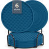 Castagnola Siliconen Onderzetters voor Glazen met Houder – Anti Slip - Set van 6 – Blauw