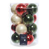 18x stuks glazen kerstballen donkergroen, rood en champagne glans 8 cm - Kerstbal