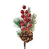 Clayre & Eef Decoratie Tak 25 cm Rood Groen Kunststof Dennenappels Kerstdecoratie Rood Kerstdecoratie