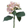 Bellatio Design Kunstbloem Hortensia tak - roze - 48 cm - losse steel - Kunst zijdebloemen - hydrangea - Kunstbloemen