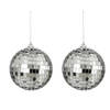 House of Seasons disco kerstballen - 2x - zilver - 10 cm - foam - Kerstbal