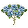 Emerald Kunstbloem hortensia tak - 5x - Challenge - 47 cm - blauw - kunst zijdebloem - Hydrangea - Kunsttakken