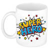 Super hero bedank mok / cadeaubeker wit met sterren 300 ml - feest mokken