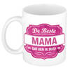 De beste mama cadeau mok / beker wit met roze embleem 300 ml - feest mokken