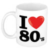 Cadeau I Love eighties koffiemok / beker 300 ml voor jaren 80 liefhebber - feest mokken