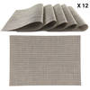 OTIX Placemats - Set van 12 - Kunststof - Rechthoekig - Zwart - Wit - Onderleggers - 50x35cm