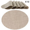 OTIX Placemats - Set van 12 - Kunststof - Ovaal - Beige - Onderleggers - 48x35cm