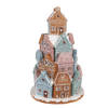 HAES DECO - Gingerbread house met LED Ø19x28 cm Bruin Blauw Kunststof Peperkoekhuisje