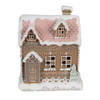 HAES DECO - Gingerbread house met LED 13x10x16 cm Bruin Kunststof Peperkoekhuisje