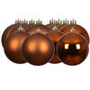 Decoris kerstballen - 12x st- 6 cm - koper/cognac bruin - kunststof - Kerstbal