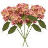 Emerald Kunstbloem hortensia tak - 5x - 50 cm - oud roze - kunst zijdebloem - Hydrangea - decoratie bloem - Kunsttakken