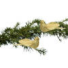 Decoris kerstboom vogels op clip - 2x st - goud - foam - 11 cm - Kersthangers