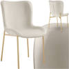 tectake® - gestoffeerde eetkamerstoel - Fluweellook - beige / goud