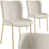 tectake® - 2x gestoffeerde eetkamerstoel - Fluweellook - beige / goud