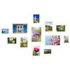 SecaDesign Fotowand wit 12 fotolijsten PIA12W met handige template voor plaatsing. 3x 10x15cm, 3x 13x18cm, 3x 15x20cm en