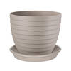 Juypal Plantenpot/bloempot Florenzia met onderschaal - D13 x H15 cm - taupe - kunststof - Plantenpotten