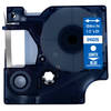 DULA label tape - Compatible met Dymo D1 45026 - 1 stuk - Wit op blauw - 12mm x 7m