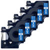 DULA Dymo D1 45816 Compatible label tape - 5 lettertapes - Wit op blauw - 19mm x 7m