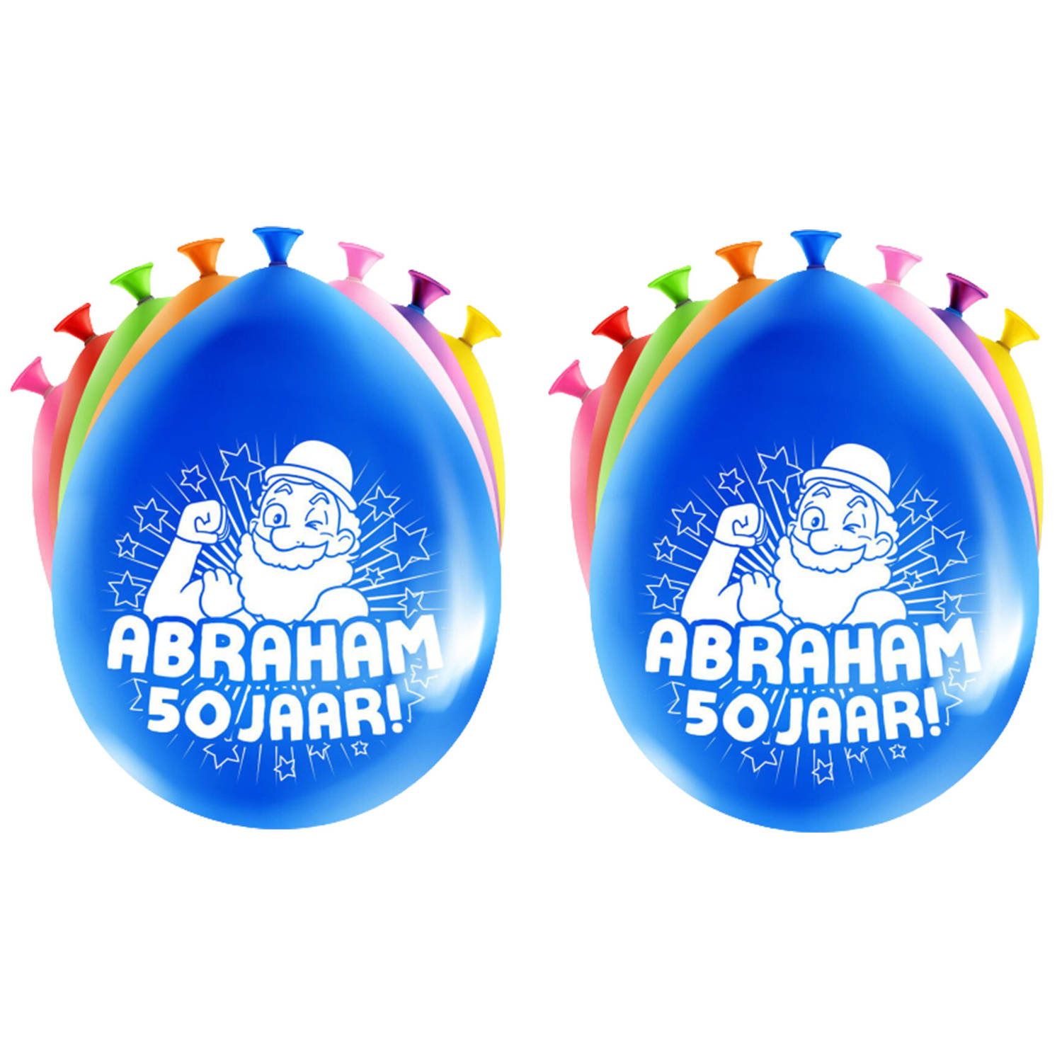 16x stuks Abraham-50 jaar feest ballonnen diverse kleuren latex ca 30 cm Ballonnen