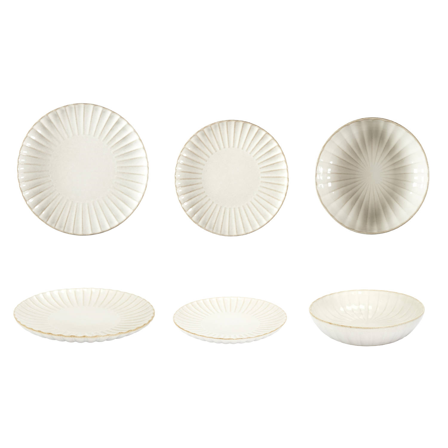 Servies 6 persoons 18-delig Vlora Stoneware Aardwerk - Creme