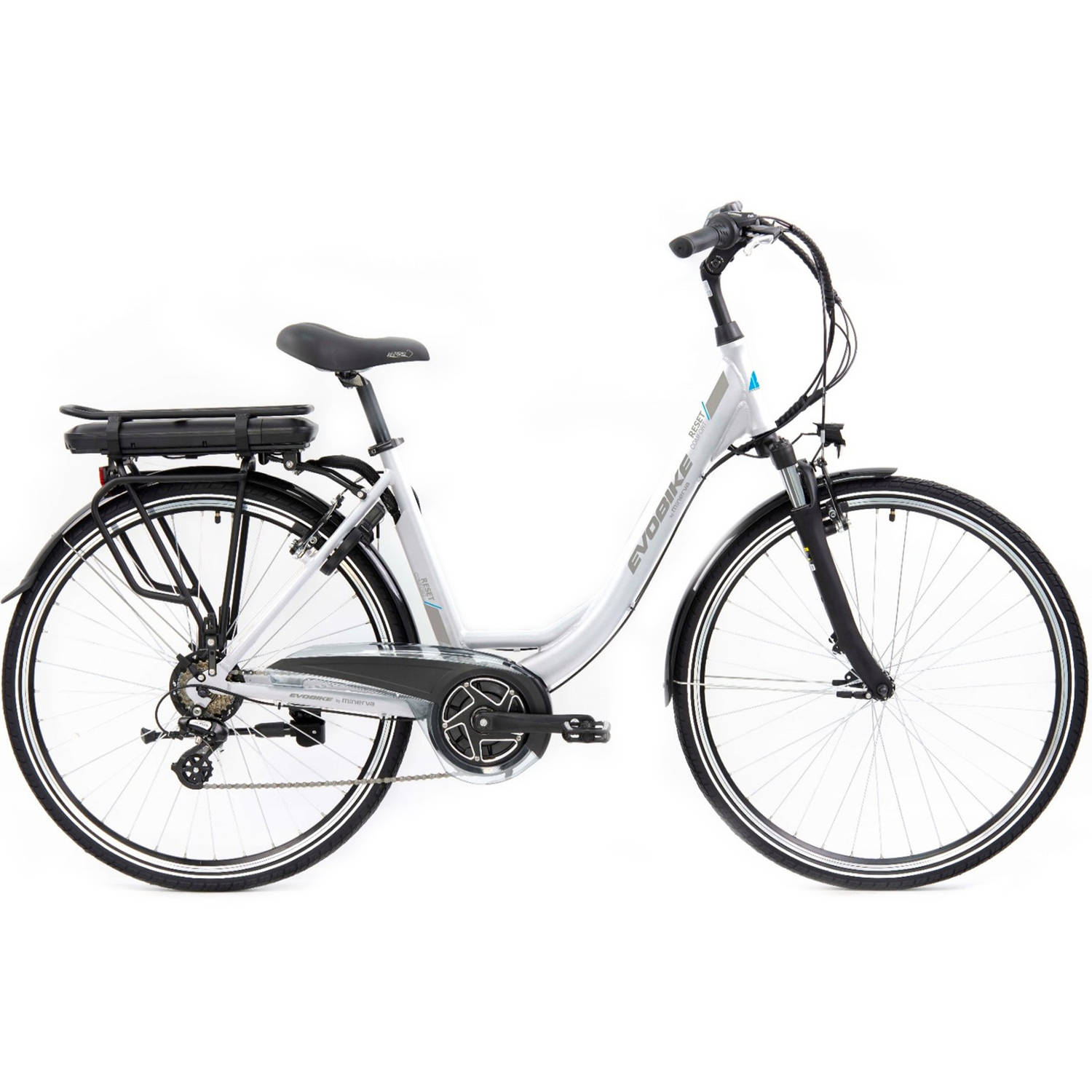 Minerva Evobike RM Elektrische Fiets 28 Inch - E-bike 49 cm - Achterwielmotor - Damesfiets - 7 Versnellingen - V-Brakes - Wit