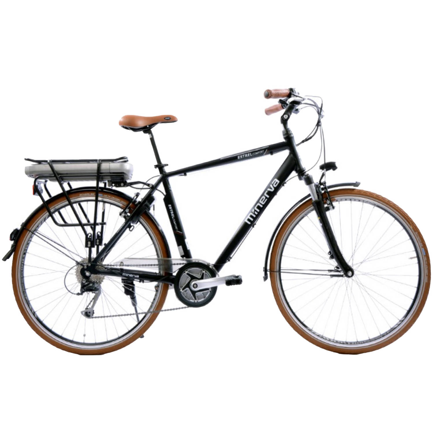 Minerva Evobike FM Elektrische Fiets 28 Inch - E-bike 53 cm - Achterwielmotor - Herenfiets - 7 Versnellingen - V-Brakes - Zwart